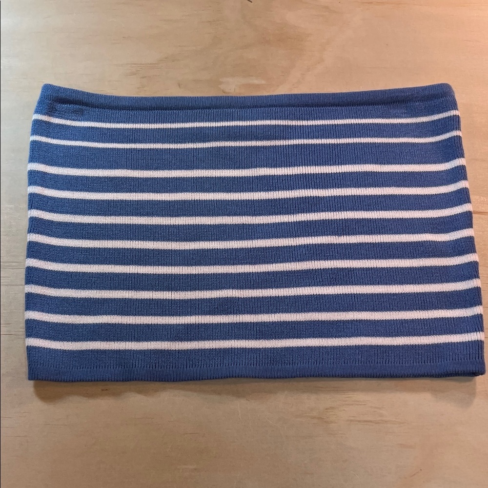 Blue and White Striped Knit Tube Top Freshman 1996 Sz M